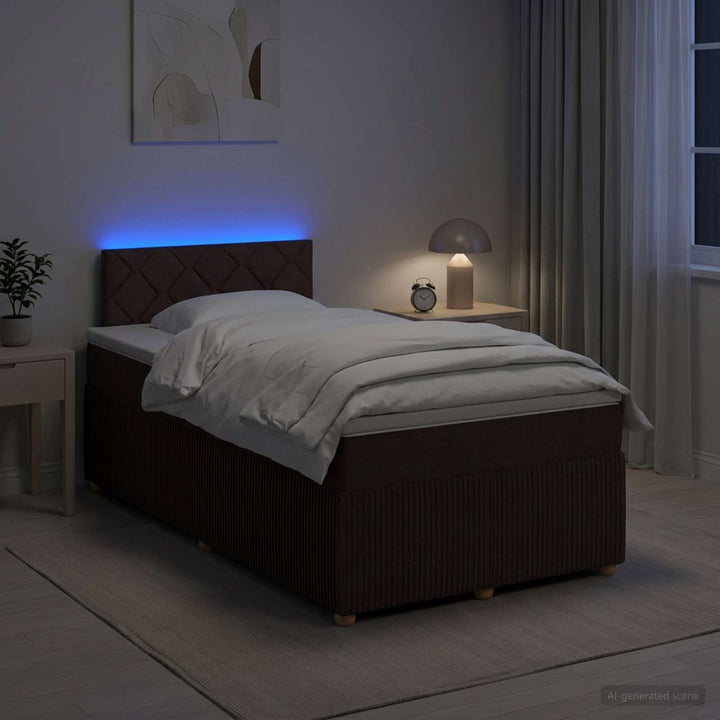 Boxmadras med topmadras Mørk Brun 120 x 190 cm Stof