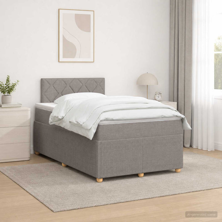 Boxmadras med topmadras Gråbrun 120 x 190 cm Stof