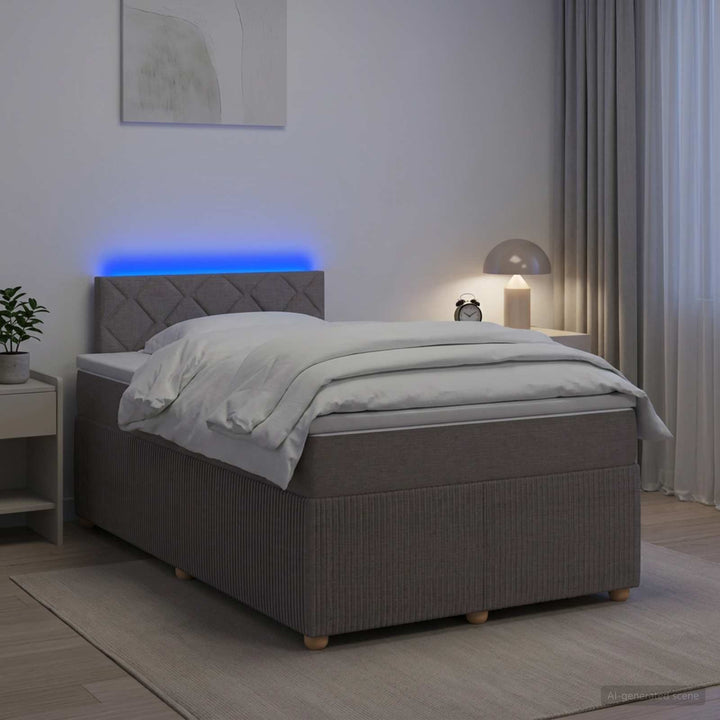 Boxmadras med topmadras Gråbrun 120 x 190 cm Stof