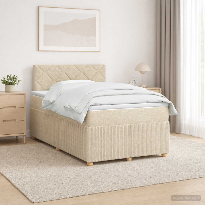 Boxmadras med topmadras Cremefarvet 120 x 200 cm Stof