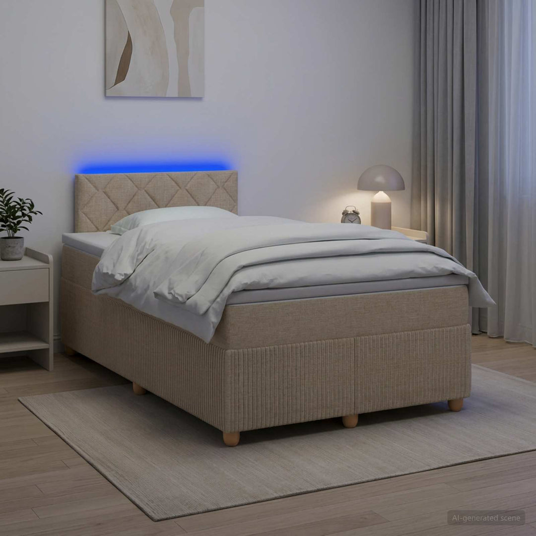 Boxmadras med topmadras Cremefarvet 120 x 190 cm Stof