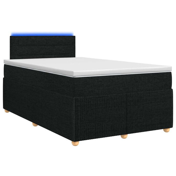 Boxmadras med topmadras med hovedgærde Sort 120 x 200 cm Stof