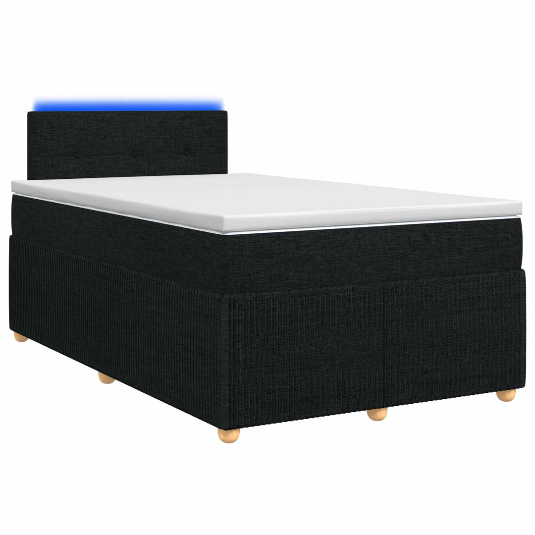 Boxmadras med topmadras med hovedgærde Sort 120 x 200 cm Stof