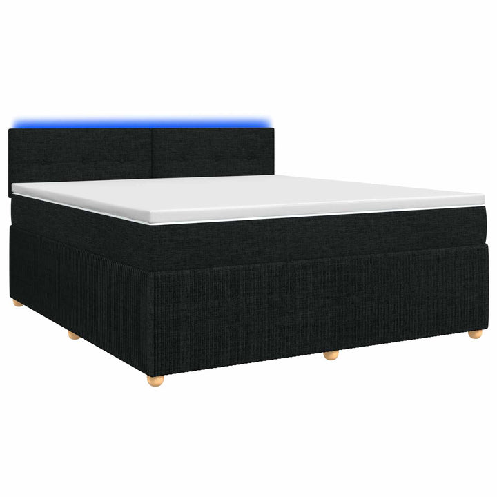 Boxmadras med topmadras med hovedgærde Sort 140 x 190 cm Stof