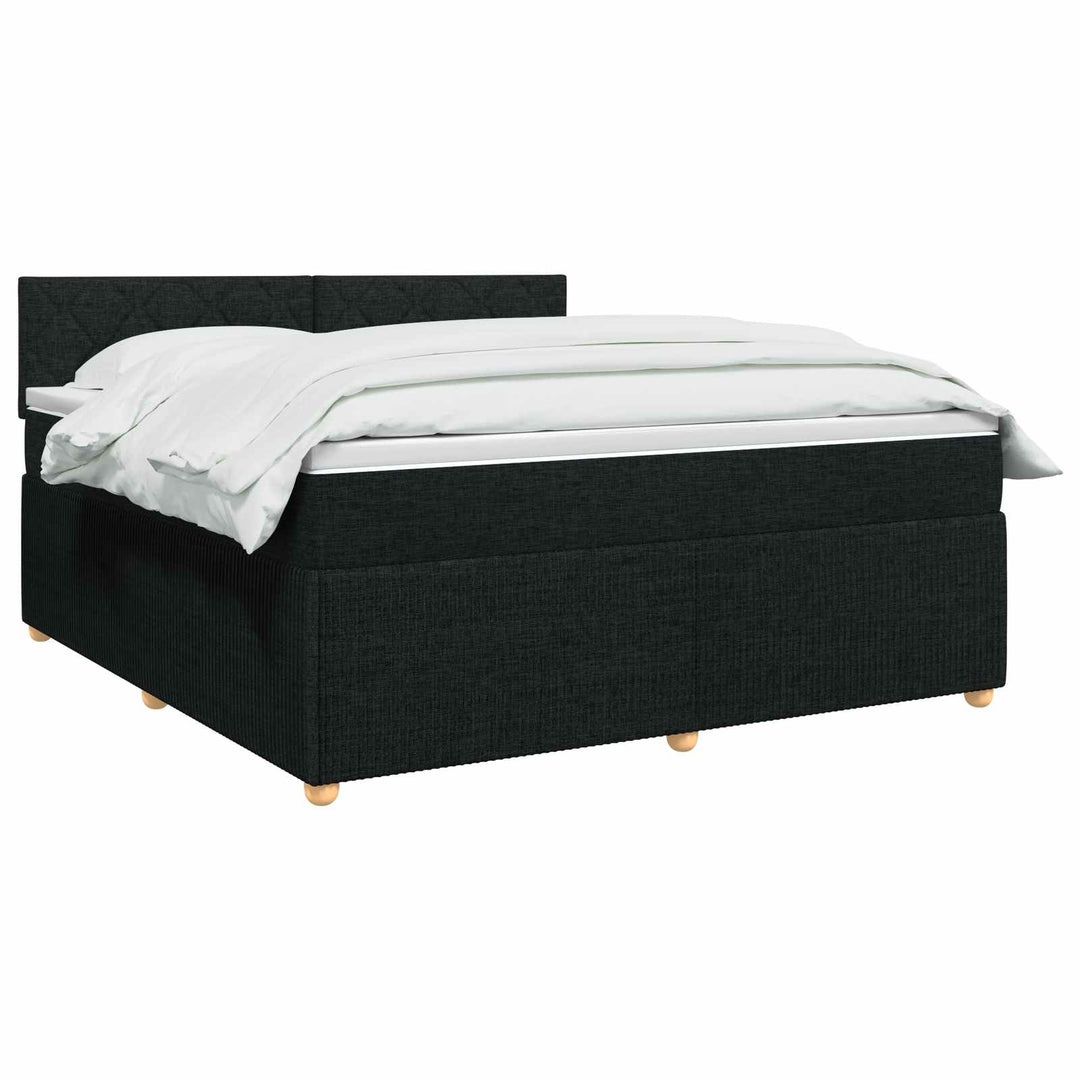 Boxmadras med topmadras med hovedgærde Sort 140 x 190 cm Stof