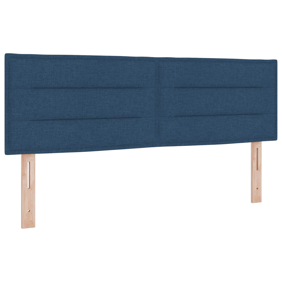 Boxmadras med topmadras med hovedgærde Blå 140 x 200 cm Stof