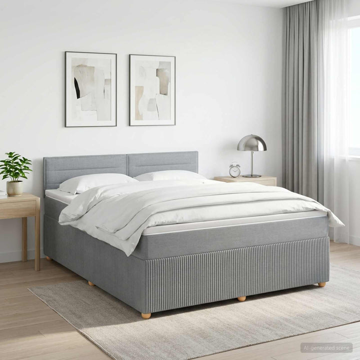 Boxmadras med topmadras Lysegrå 140 x 190 cm Stof