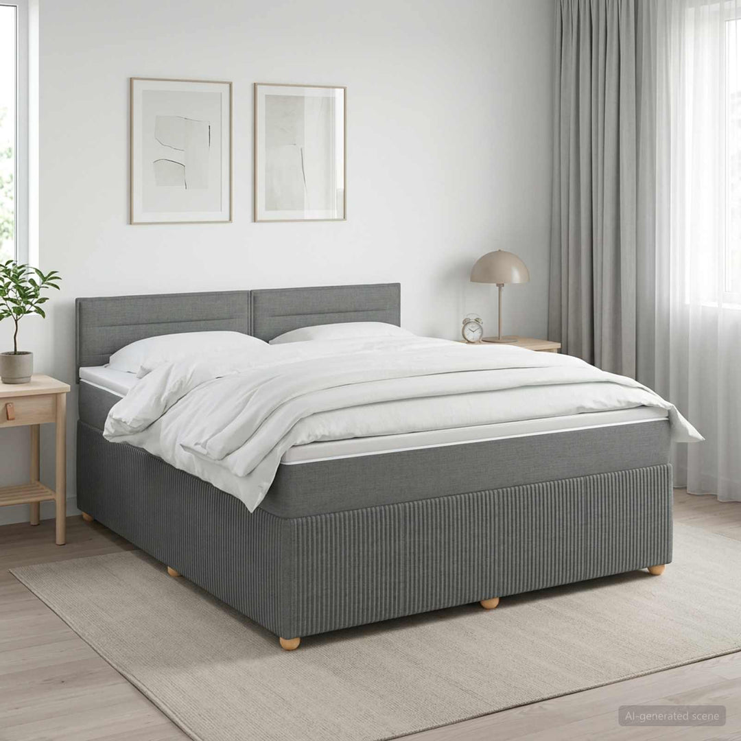 Boxmadras med topmadras Mørkegrå 140 x 190 cm Stof