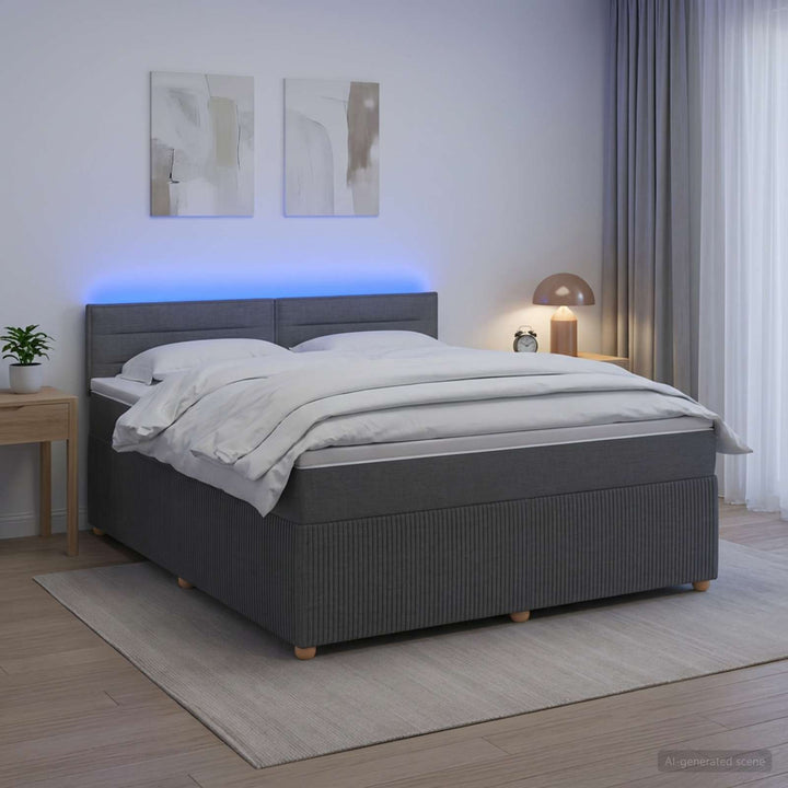 Boxmadras med topmadras Mørkegrå 140 x 190 cm Stof
