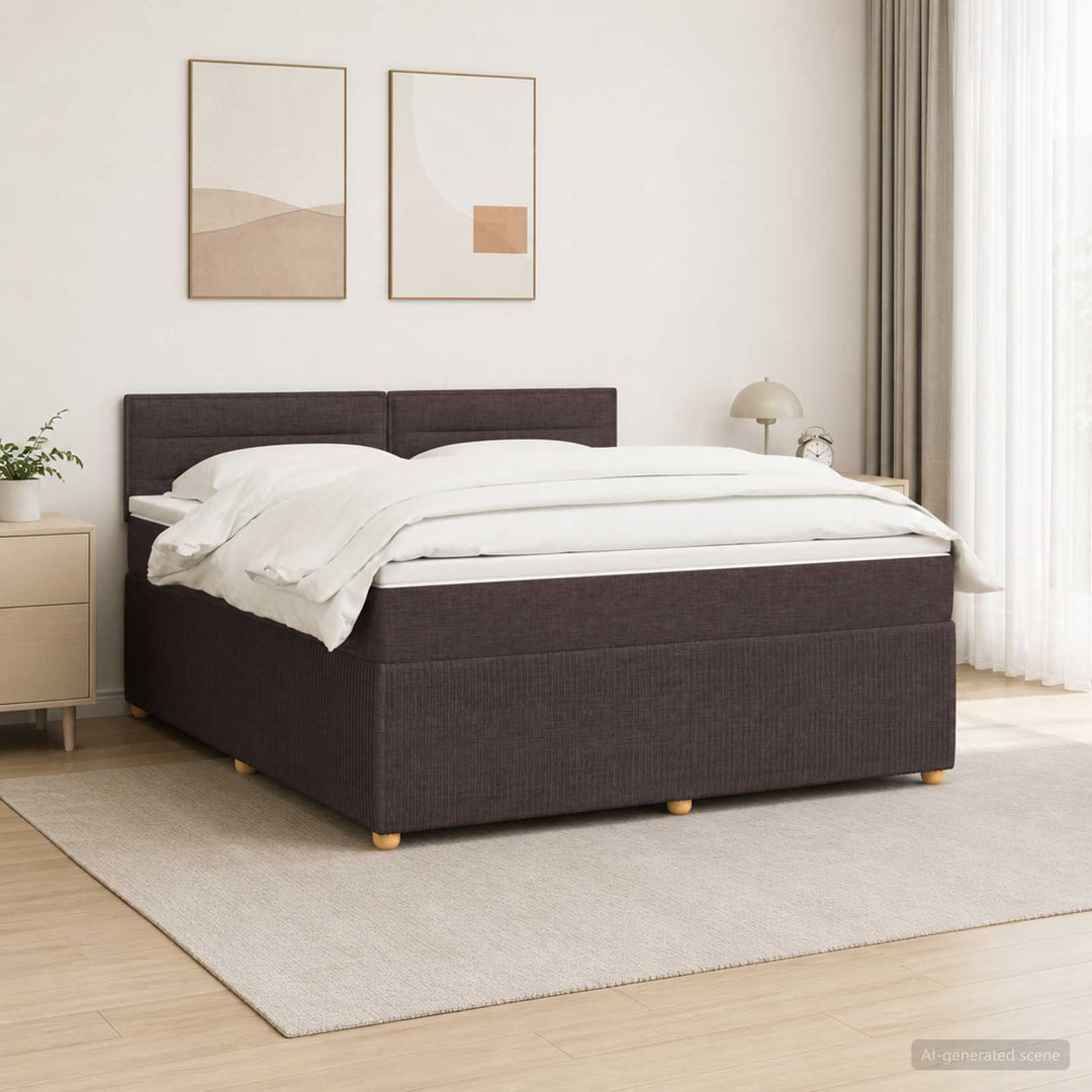 Boxmadras med topmadras Mørk Brun 180 x 200 cm Stof