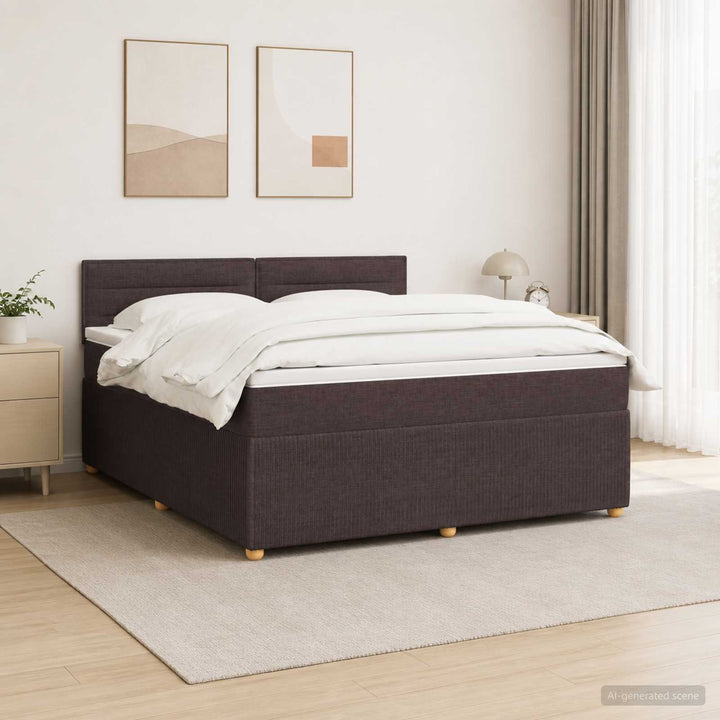 Boxmadras med topmadras Mørk Brun 180 x 200 cm Stof