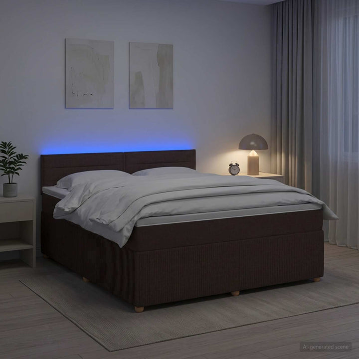 Boxmadras med topmadras Mørk Brun 180 x 200 cm Stof
