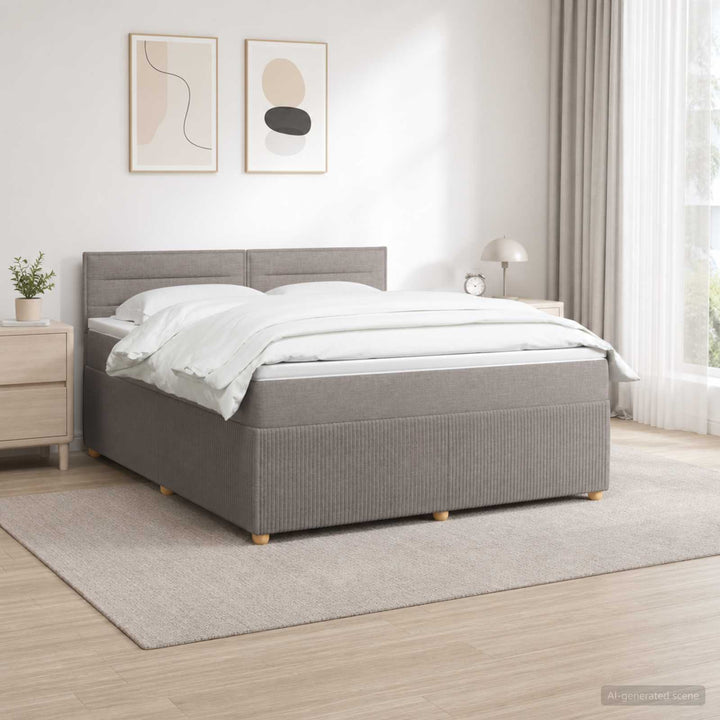 Boxmadras med topmadras Gråbrun 140 x 200 cm Stof