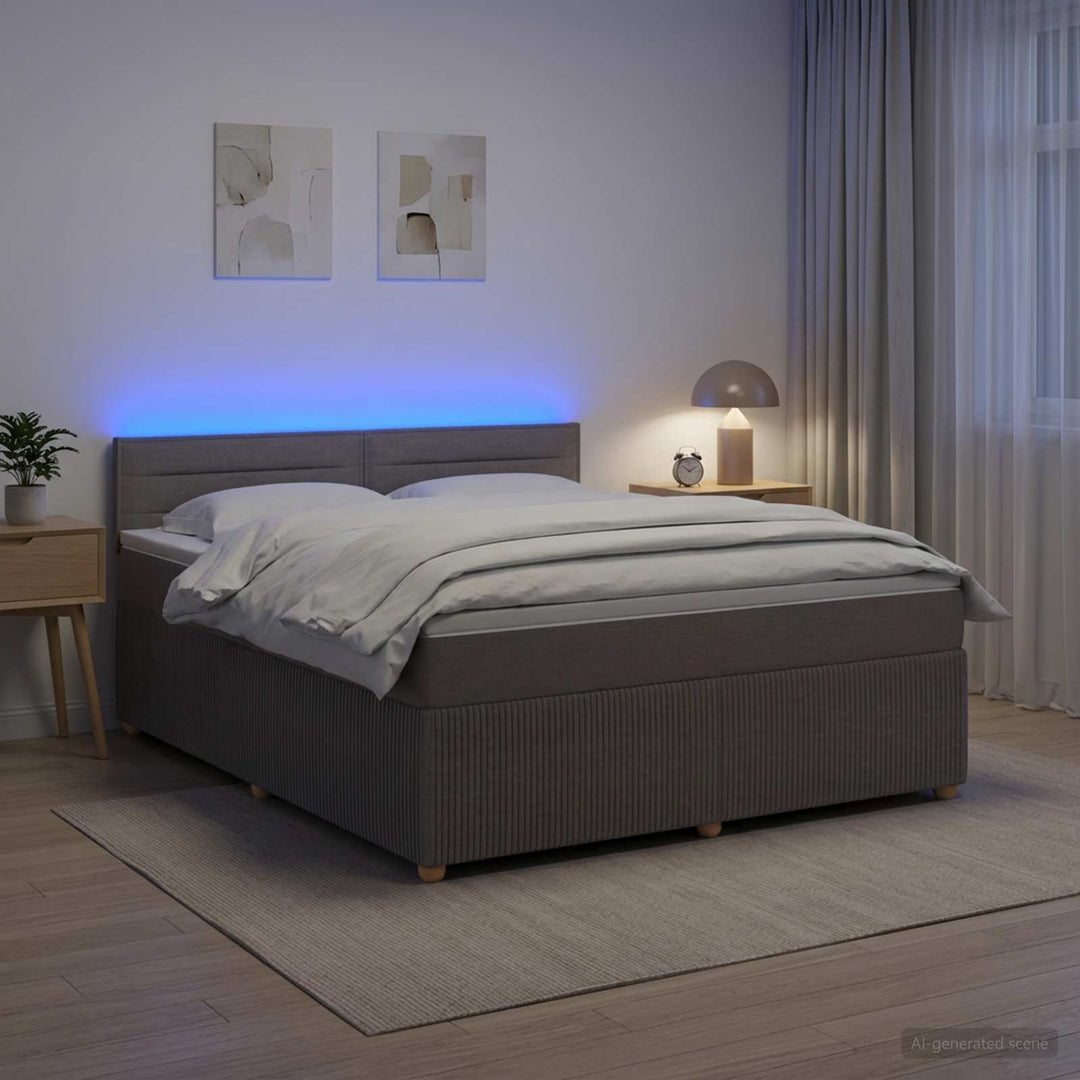 Boxmadras med topmadras Gråbrun 140 x 190 cm Stof