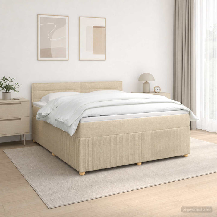 Boxmadras med topmadras Cremefarvet 140 x 190 cm Stof