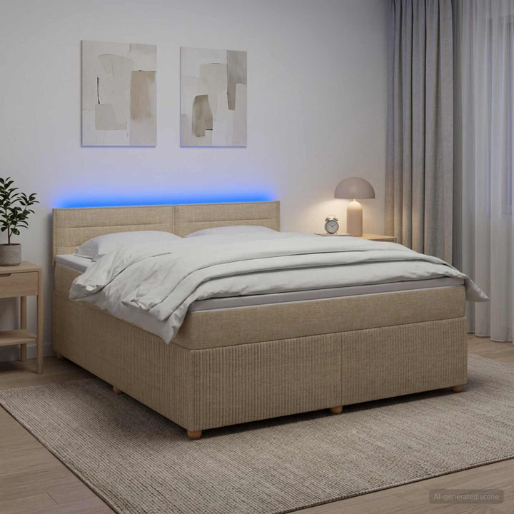 Boxmadras med topmadras Cremefarvet 140 x 190 cm Stof