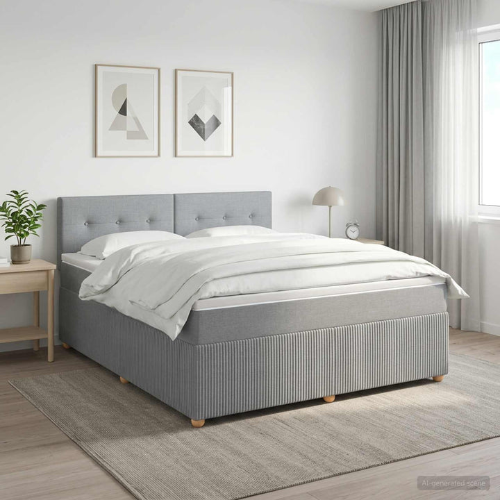 Boxmadras med topmadras Lysegrå 140 x 190 cm Stof