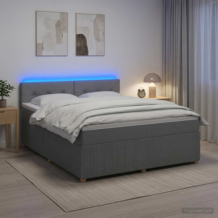 Boxmadras med topmadras Lysegrå 140 x 190 cm Stof