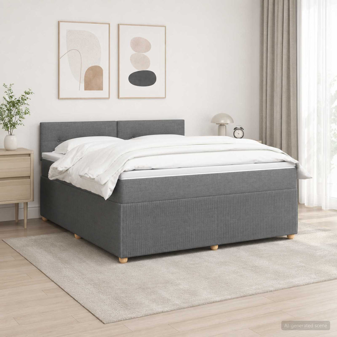 Boxmadras med topmadras Mørkegrå 140 x 200 cm Stof