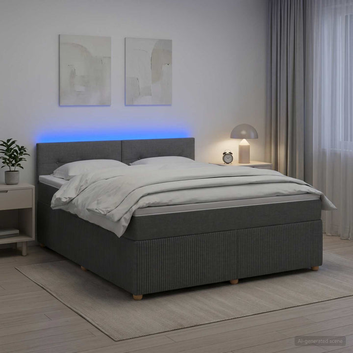 Boxmadras med topmadras Mørkegrå 140 x 190 cm Stof