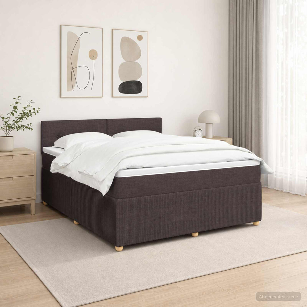 Boxmadras med topmadras Mørk Brun 140 x 190 cm Stof