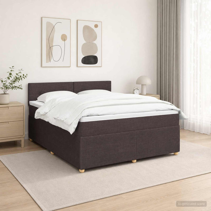 Boxmadras med topmadras Mørk Brun 140 x 190 cm Stof