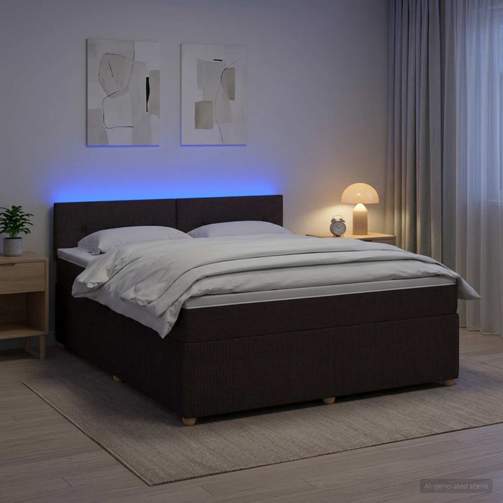 Boxmadras med topmadras Mørk Brun 140 x 190 cm Stof