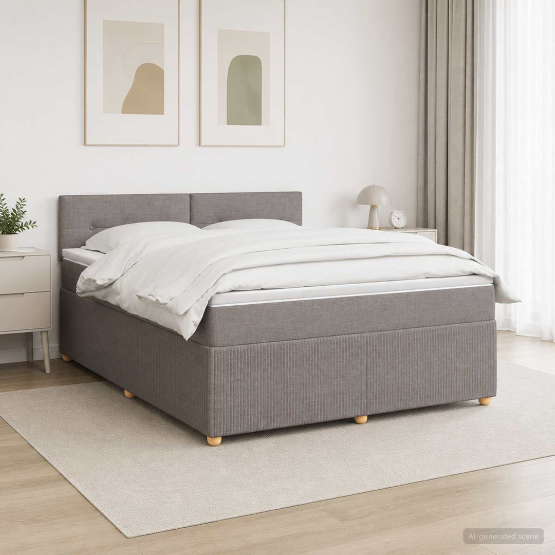 Boxmadras med topmadras Gråbrun 140 x 200 cm Stof