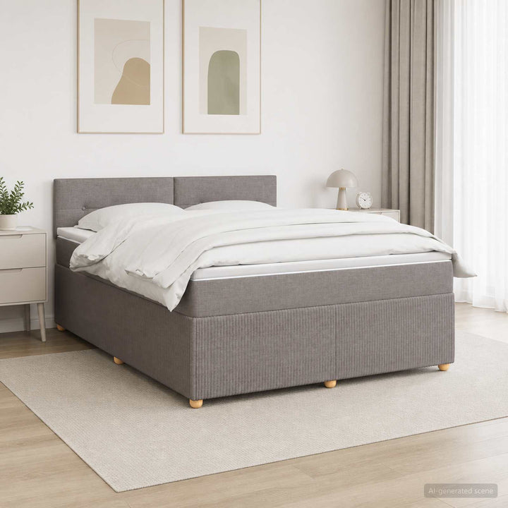 Boxmadras med topmadras Gråbrun 160 x 200 cm Stof