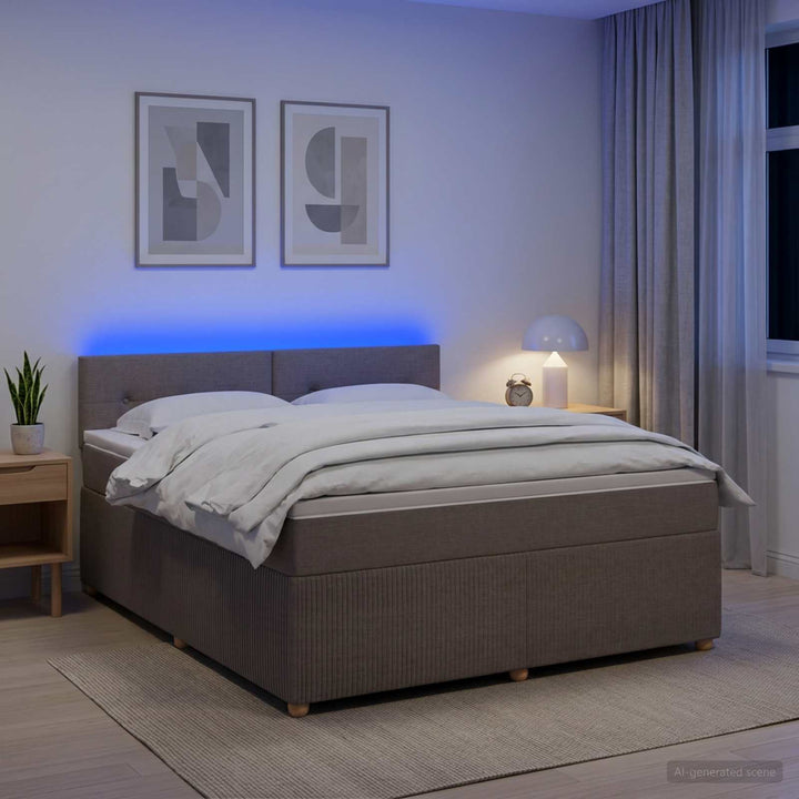 Boxmadras med topmadras Gråbrun 140 x 200 cm Stof