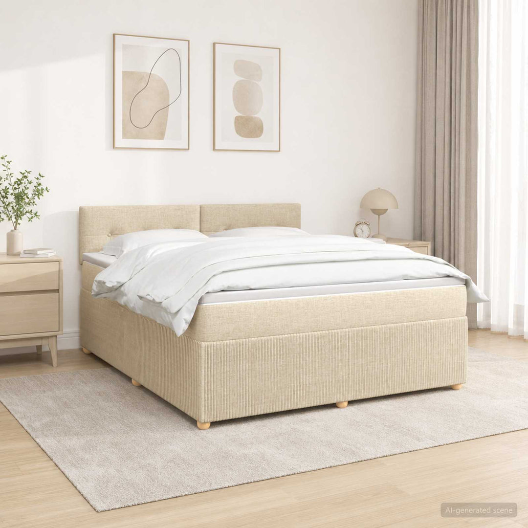 Boxmadras med topmadras Cremefarvet 160 x 200 cm Stof