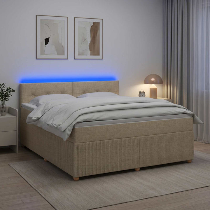 Boxmadras med topmadras Cremefarvet 140 x 190 cm Stof