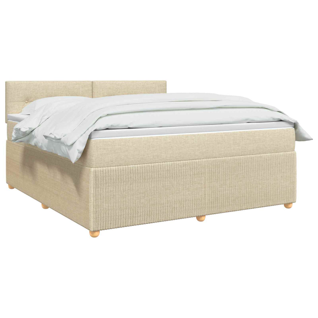 Boxmadras med topmadras Cremefarvet 180 x 200 cm Stof
