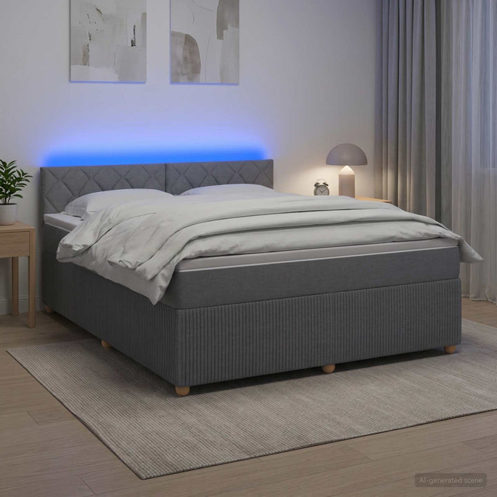Boxmadras med topmadras Lysegrå 180 x 200 cm Stof