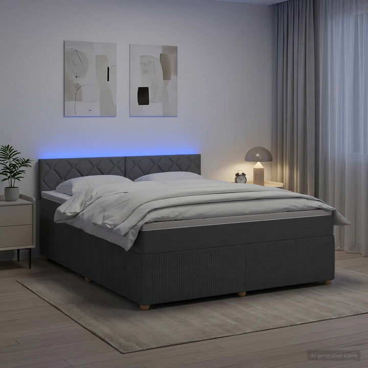 Boxmadras med topmadras Mørkegrå 140 x 190 cm Stof