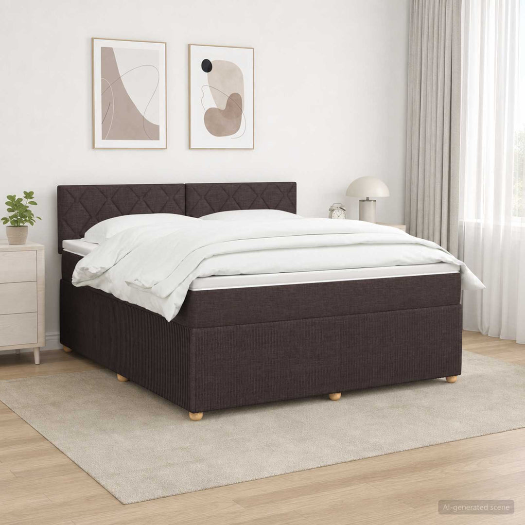 Boxmadras med topmadras Mørk Brun 140 x 190 cm Stof