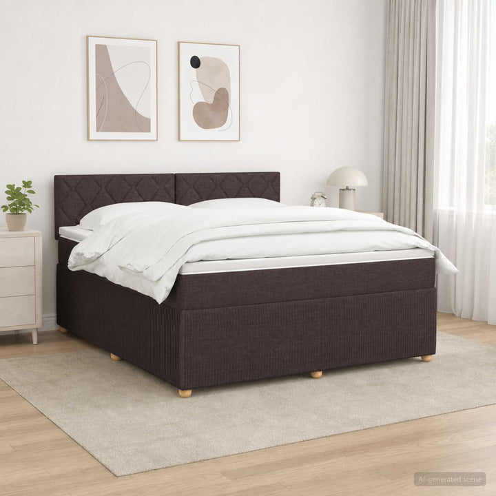 Boxmadras med topmadras Mørk Brun 140 x 190 cm Stof