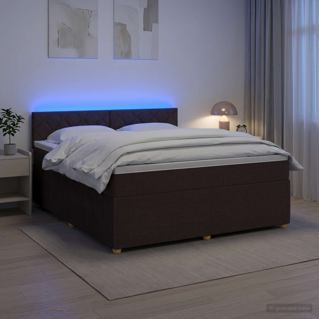 Boxmadras med topmadras Mørk Brun 180 x 200 cm Stof