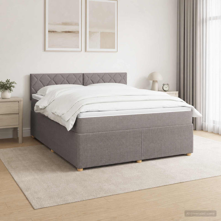 Boxmadras med topmadras Gråbrun 160 x 200 cm Stof