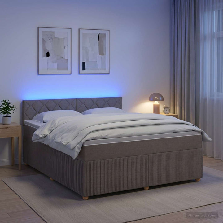 Boxmadras med topmadras Gråbrun 160 x 200 cm Stof