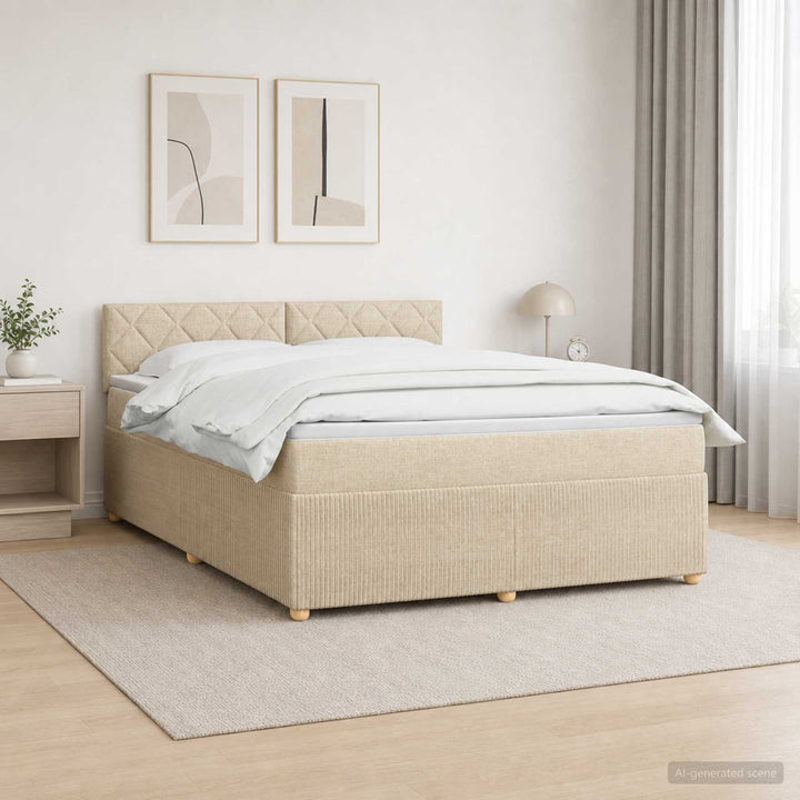 Boxmadras med topmadras Cremefarvet 160 x 200 cm Stof
