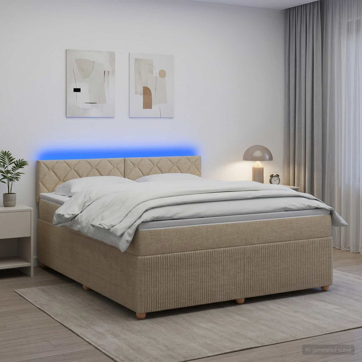 Boxmadras med topmadras Cremefarvet 160 x 200 cm Stof