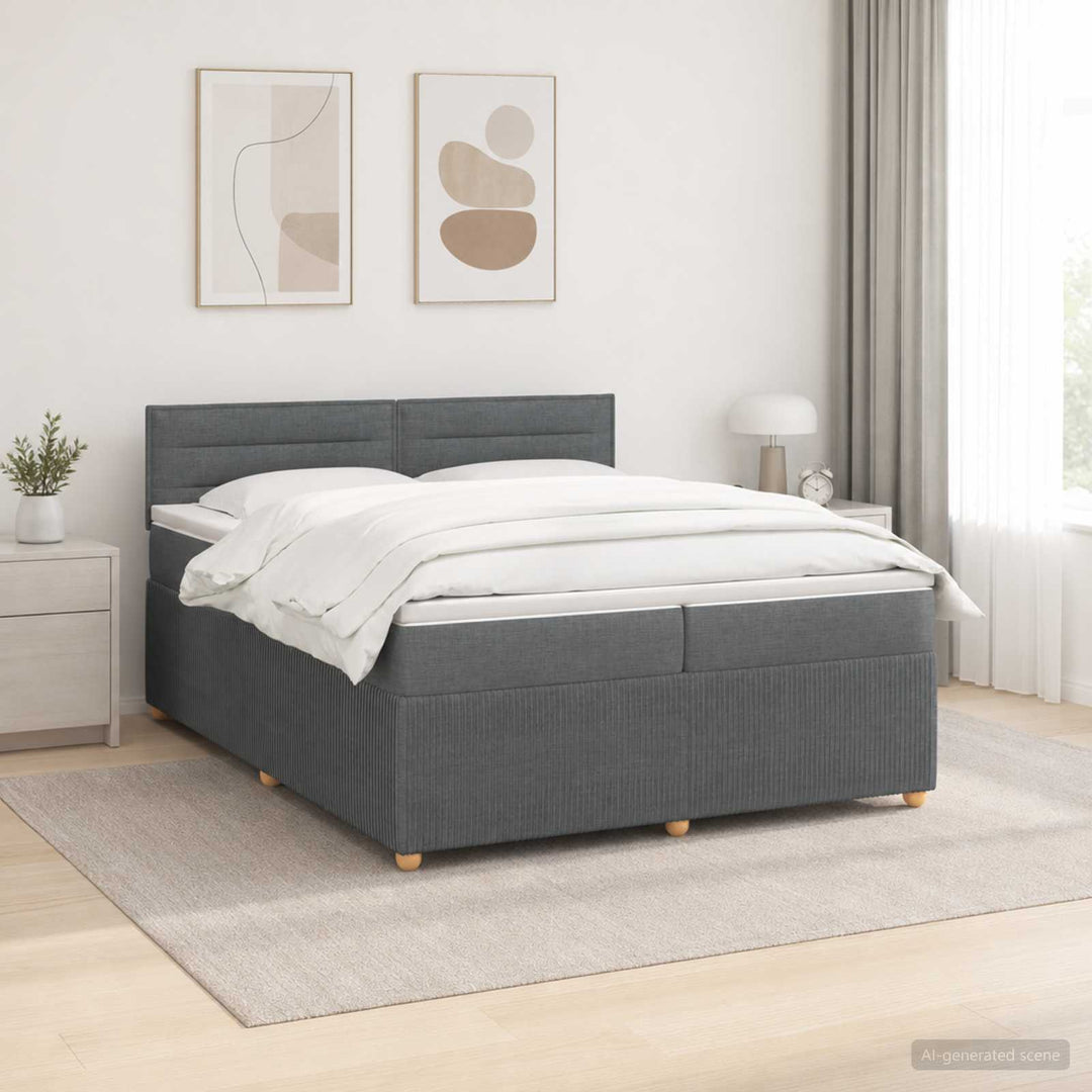 Boxmadras med topmadras Mørkegrå 200 x 200 cm Stof