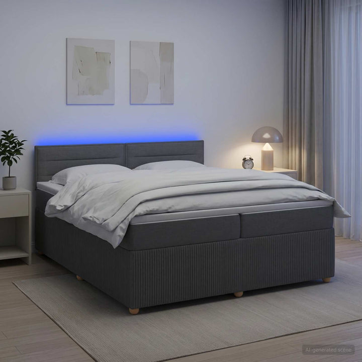 Boxmadras med topmadras Mørkegrå 200 x 200 cm Stof