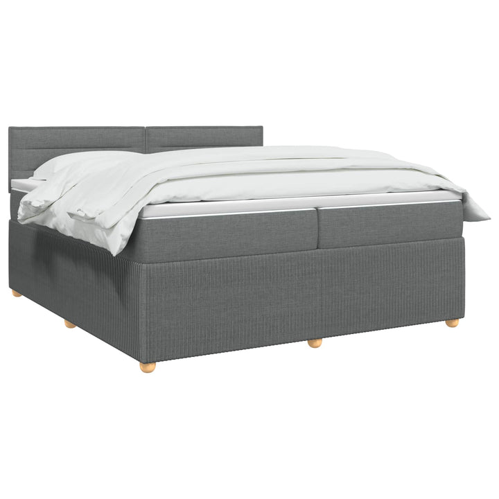 Boxmadras med topmadras Mørkegrå 200 x 200 cm Stof