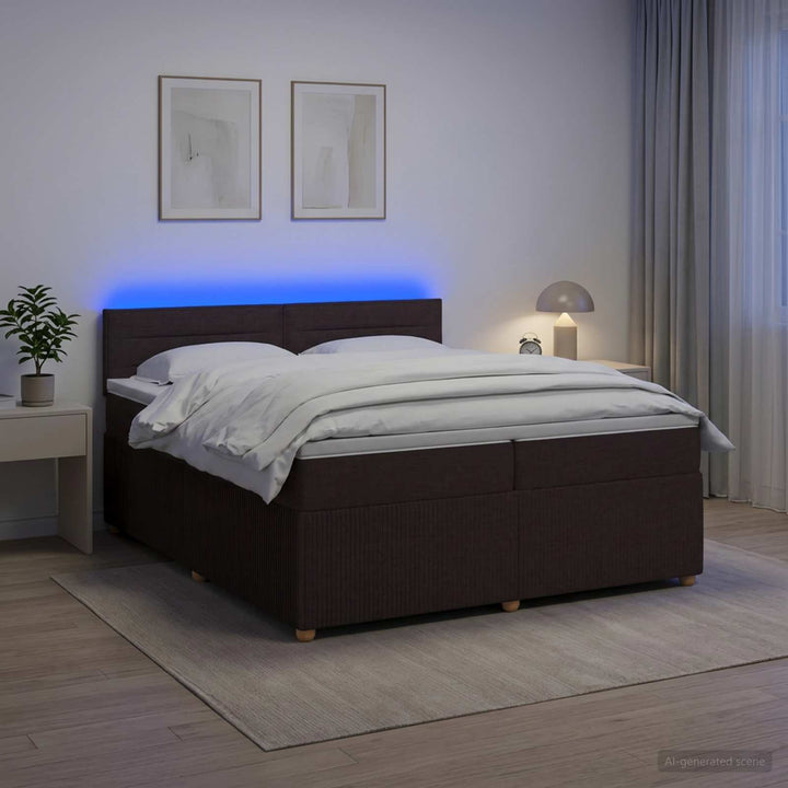 Boxmadras med topmadras Mørk Brun 200 x 200 cm Stof