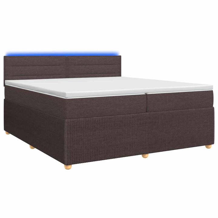 Boxmadras med topmadras Mørk Brun 200 x 200 cm Stof