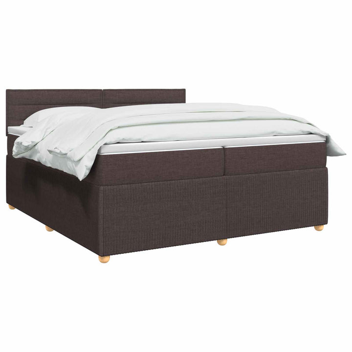 Boxmadras med topmadras Mørk Brun 200 x 200 cm Stof