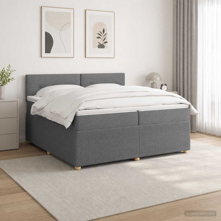 Boxmadras med topmadras Mørkegrå 200 x 200 cm Stof