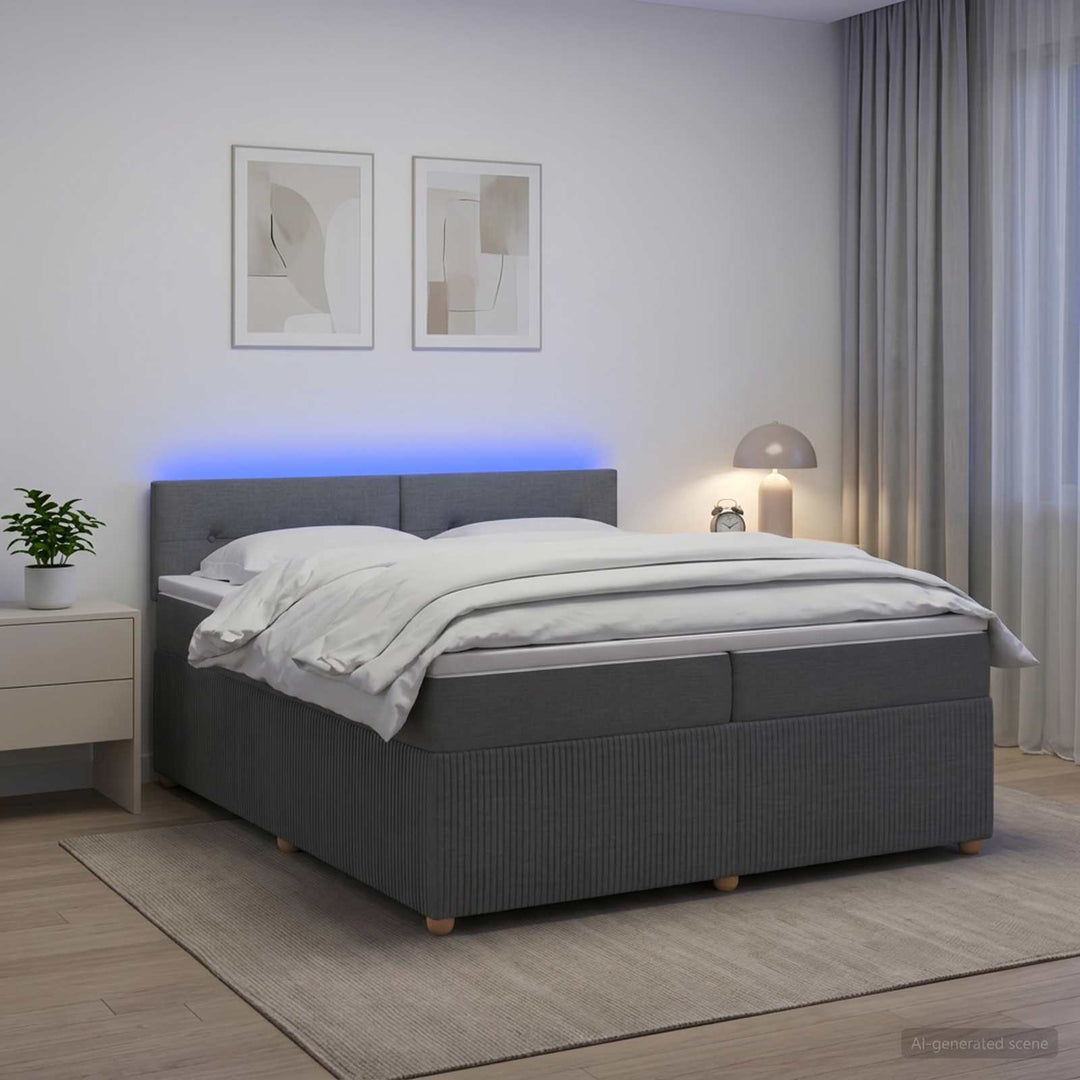 Boxmadras med topmadras Mørkegrå 200 x 200 cm Stof